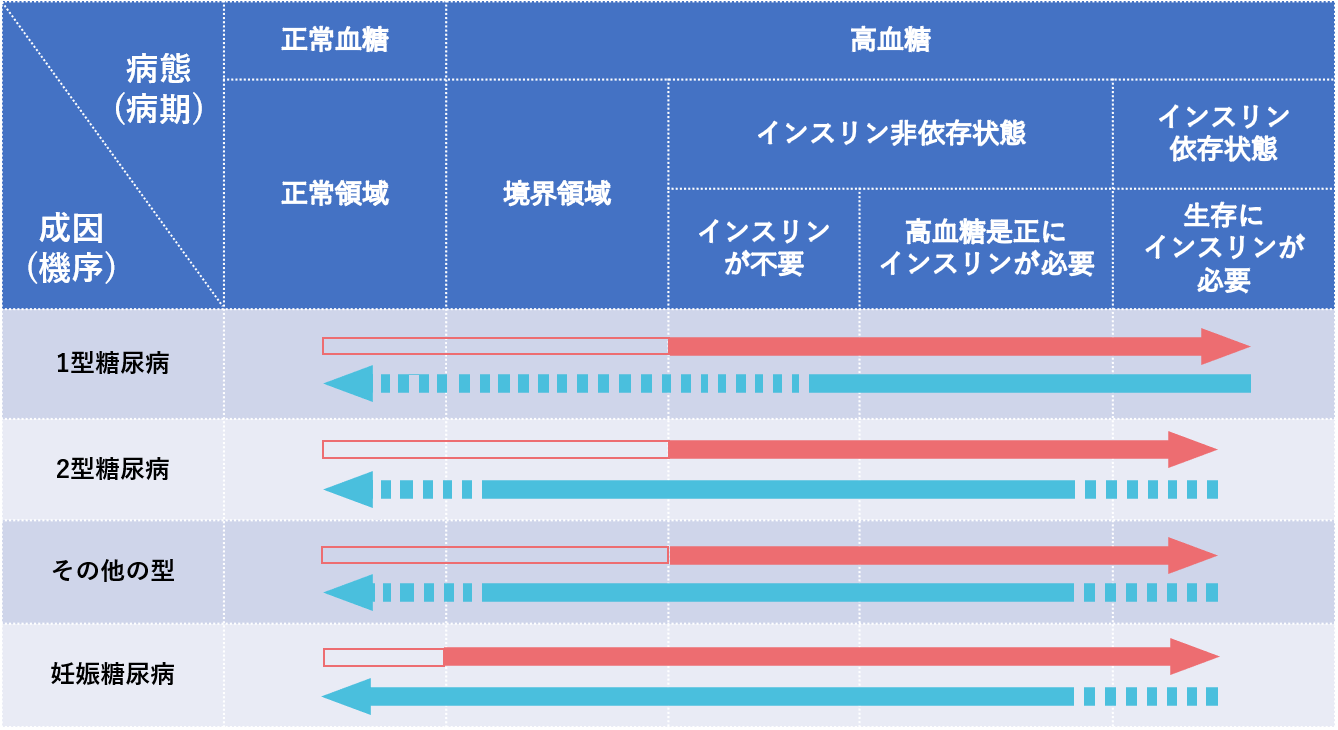 1型糖尿病、2型糖尿病の他にも、遺伝子の異常や別の疾患が原因で発症する糖尿病、妊娠糖尿病などがあります。